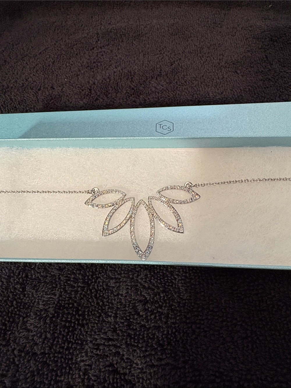 TC Silver Crystal Petal Necklace - Silver